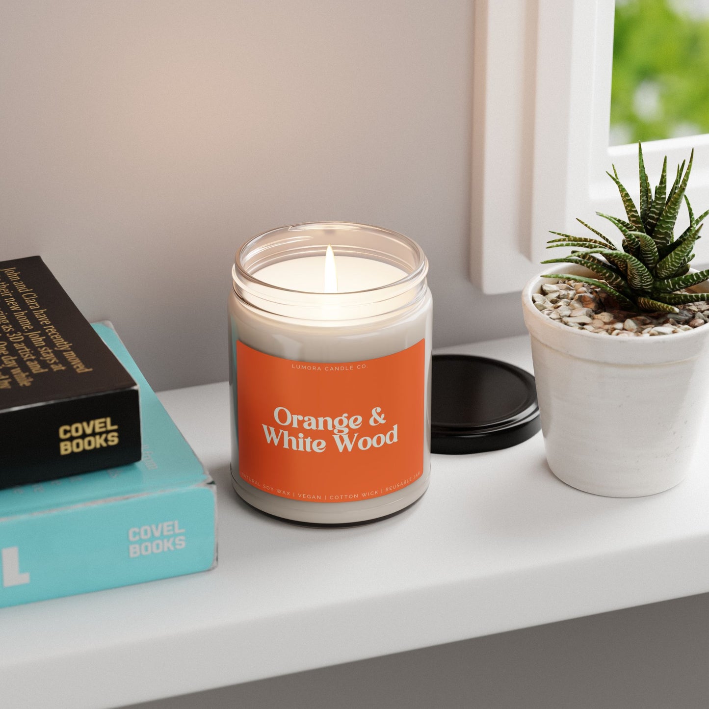 Orange & White Wood Scented Candle